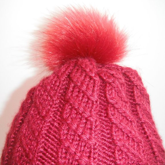 Hand Knitted Hat Toque One Size Acrylic Burgundy-002 Hand knit by me - Picture 10 of 12